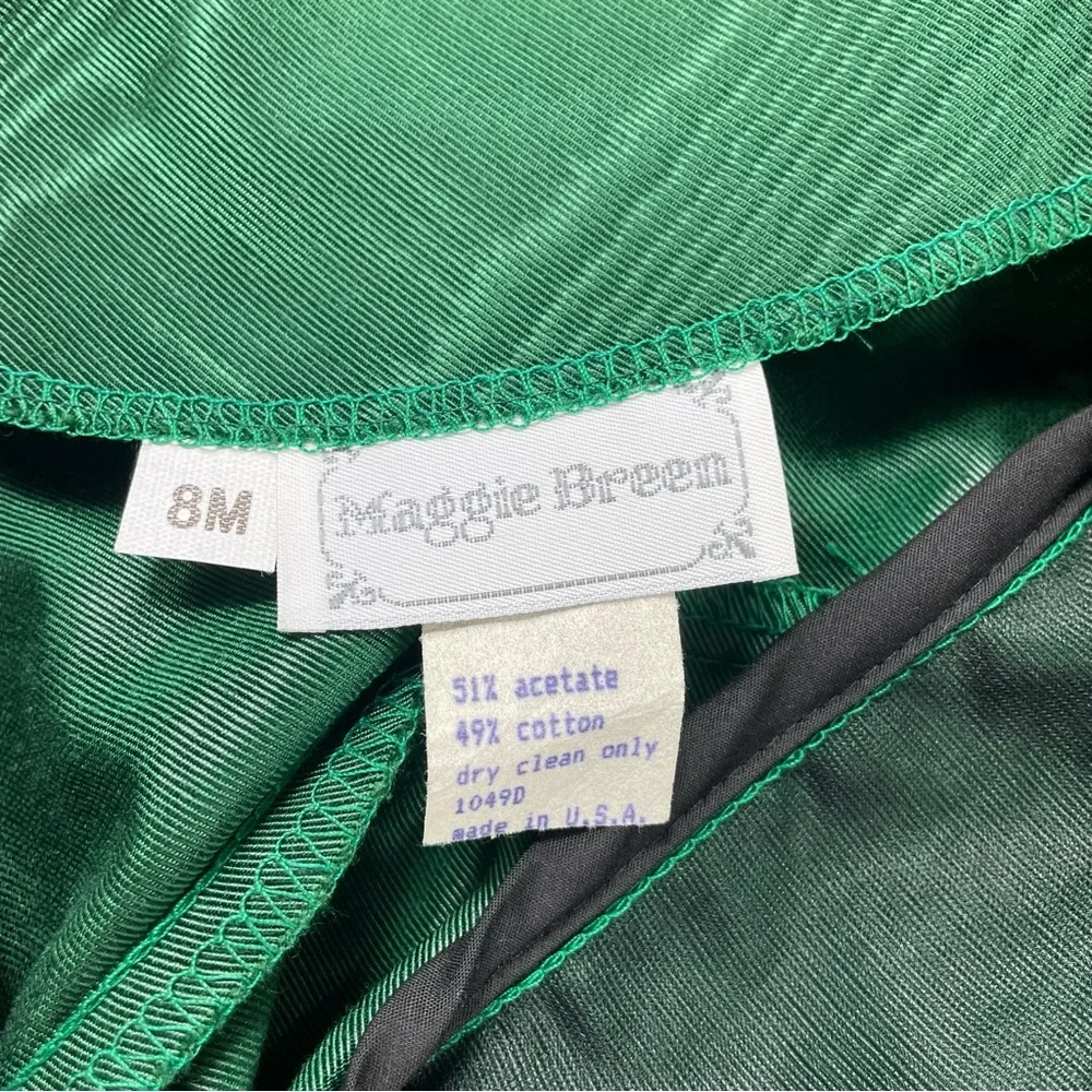 🔥Vintage Maggie Breen Puffed Sleeve Bows Midi Green Dress - Picture 8 of 12